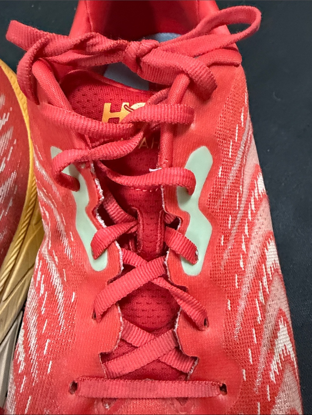 Hoka Men’s Red Athletic Shoes with Yellow Midsole - Picture 15 of 16